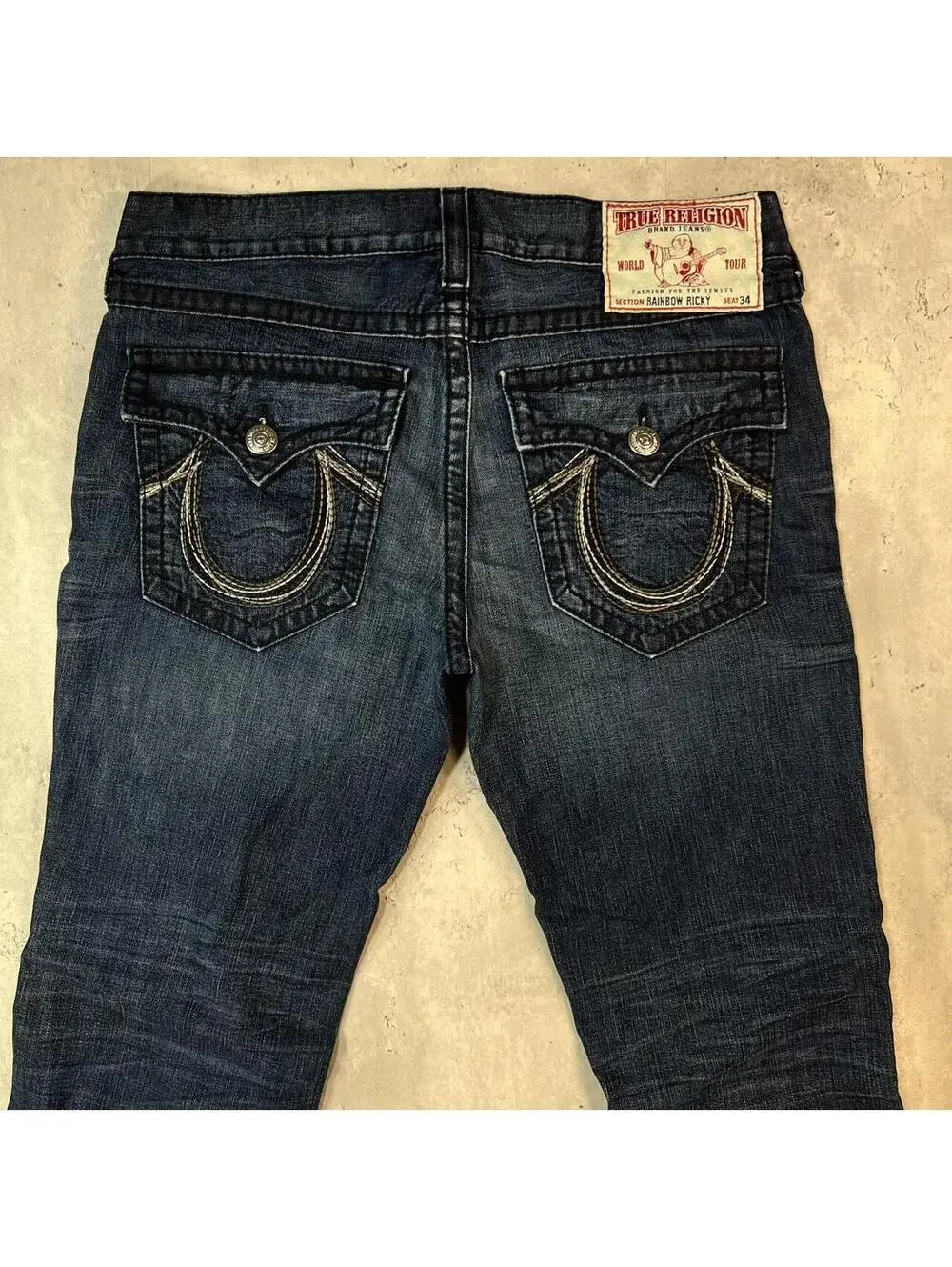 Vintage True Religion Rainbow Ricky Grunge Baggy Denim Jeans